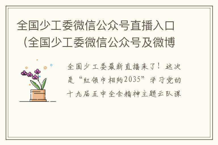 全国少工委微信公众号直播入口（全国少工委微信公众号及微博观看网络直播）