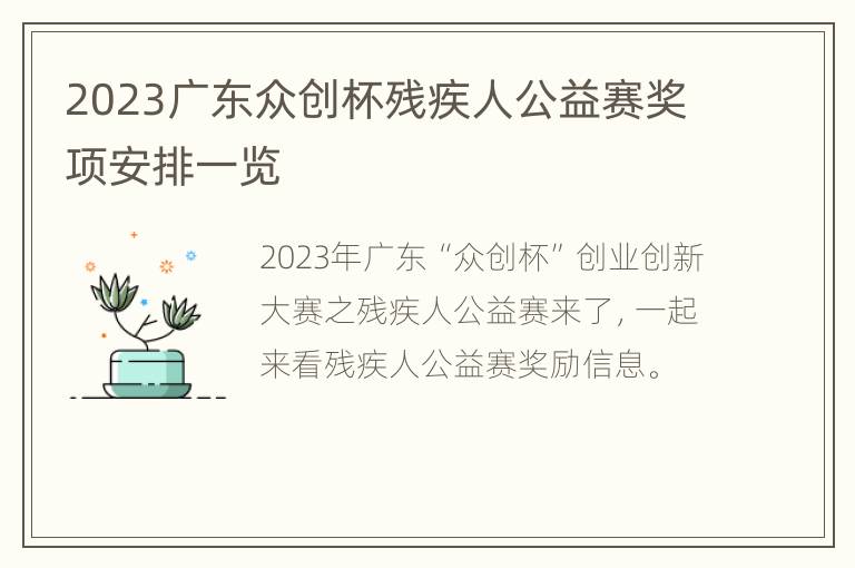 2023广东众创杯残疾人公益赛奖项安排一览