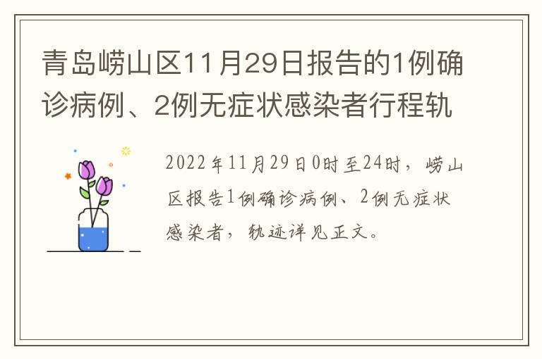 青岛崂山区11月29日报告的1例确诊病例、2例无症状感染者行程轨迹主要风险点位