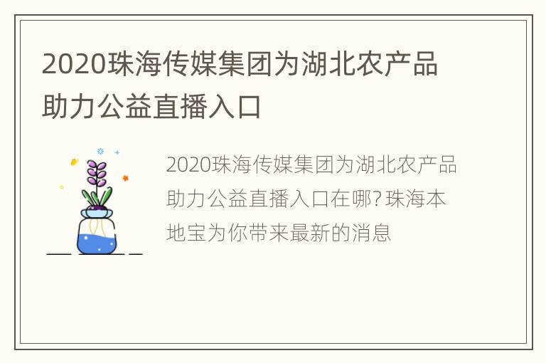 2020珠海传媒集团为湖北农产品助力公益直播入口