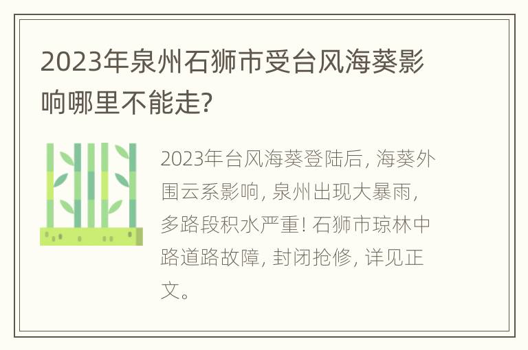 2023年泉州石狮市受台风海葵影响哪里不能走？