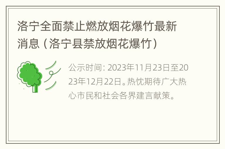 洛宁全面禁止燃放烟花爆竹最新消息（洛宁县禁放烟花爆竹）