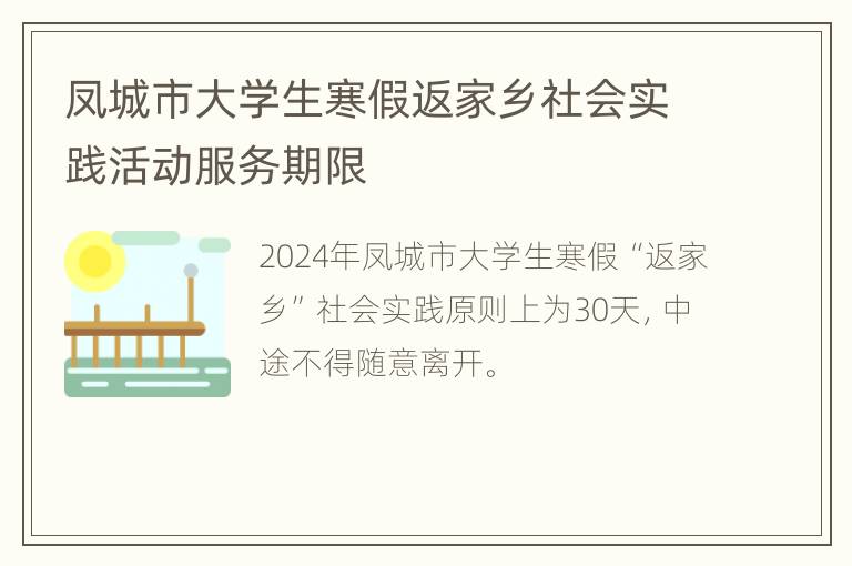 凤城市大学生寒假返家乡社会实践活动服务期限