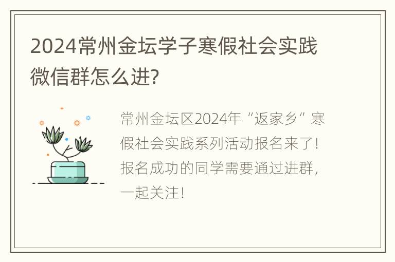 2024常州金坛学子寒假社会实践微信群怎么进?