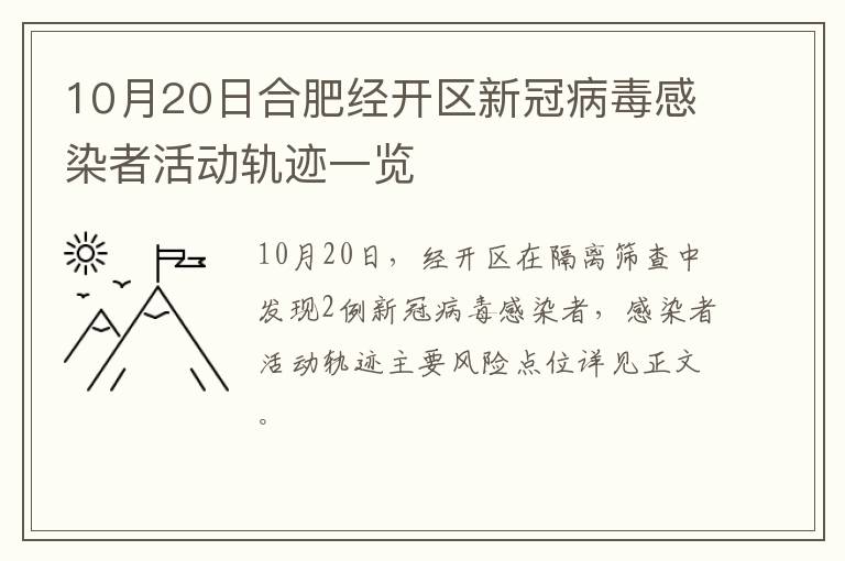 10月20日合肥经开区新冠病毒感染者活动轨迹一览