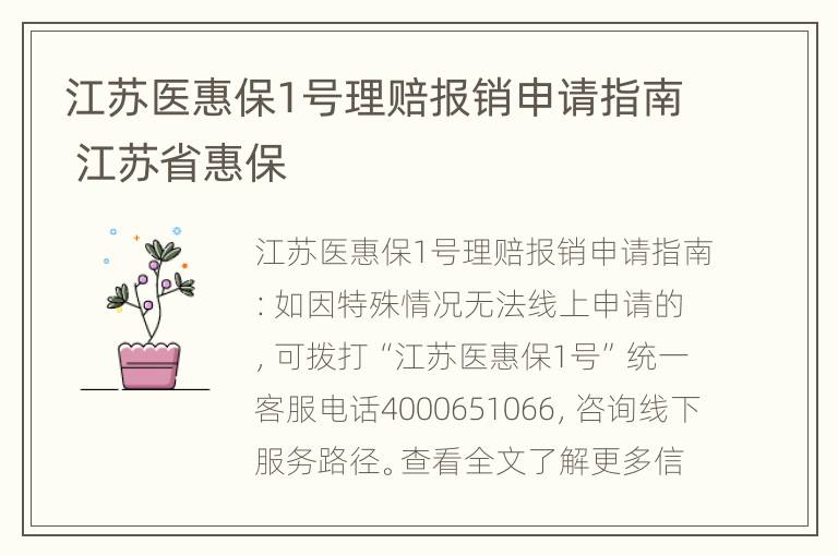 江苏医惠保1号理赔报销申请指南 江苏省惠保