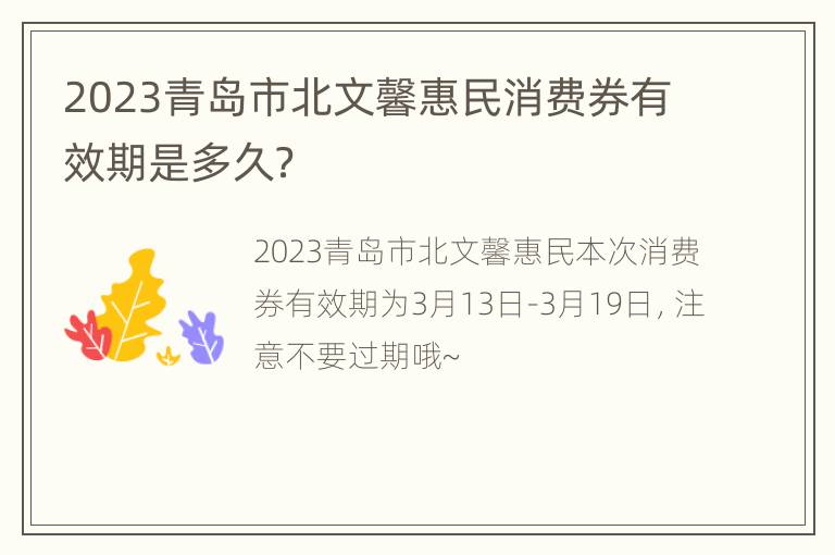 2023青岛市北文馨惠民消费券有效期是多久？