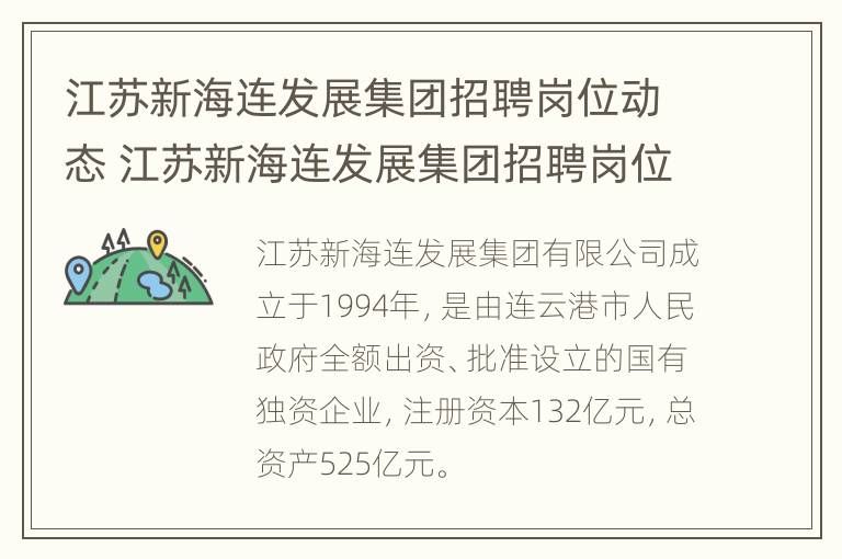 江苏新海连发展集团招聘岗位动态 江苏新海连发展集团招聘岗位动态分析