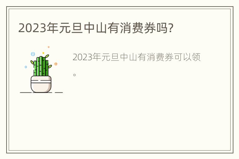 2023年元旦中山有消费券吗？