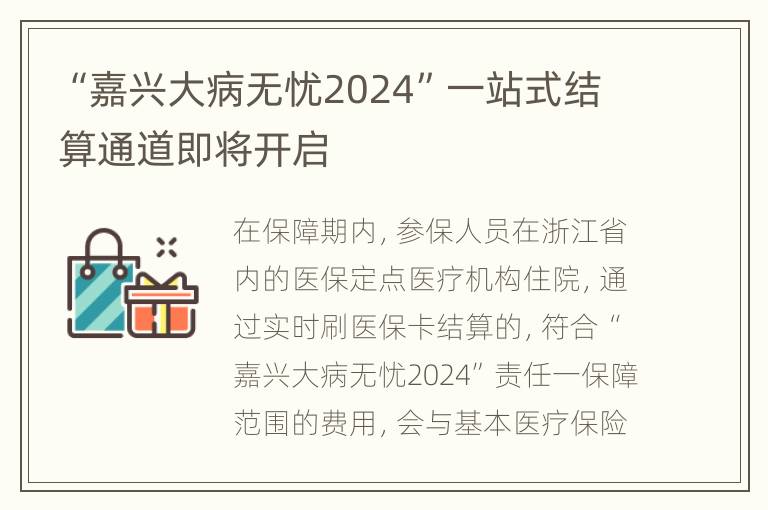 “嘉兴大病无忧2024”一站式结算通道即将开启