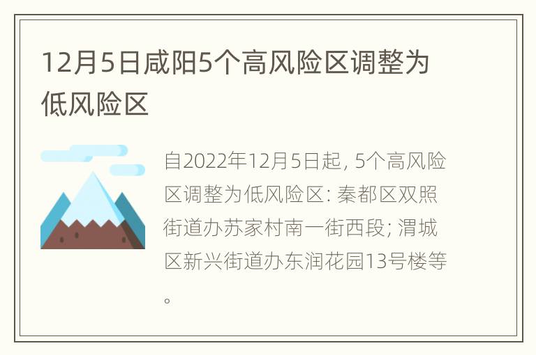 12月5日咸阳5个高风险区调整为低风险区