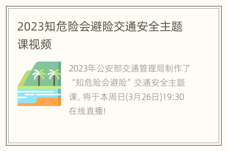 2023知危险会避险交通安全主题课视频