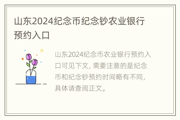 山东2024纪念币纪念钞农业银行预约入口