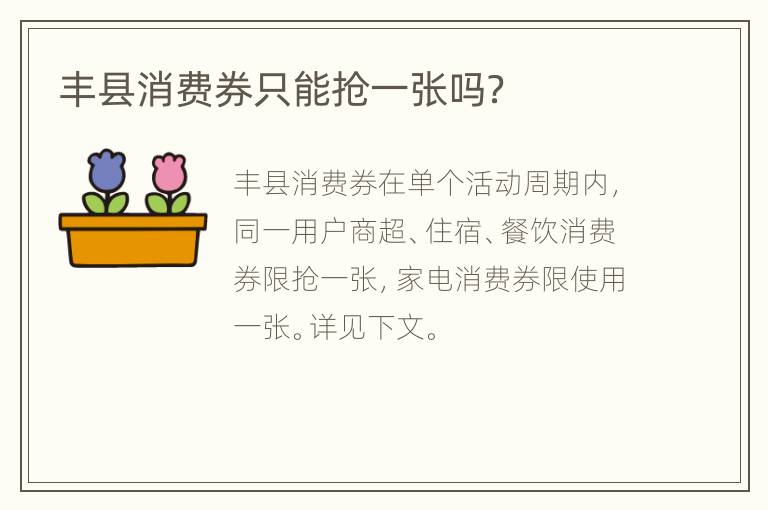 丰县消费券只能抢一张吗？