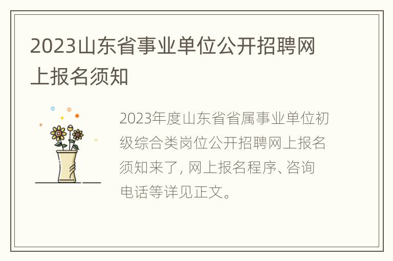 2023山东省事业单位公开招聘网上报名须知