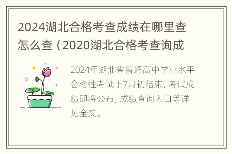 2024湖北合格考查成绩在哪里查怎么查（2020湖北合格考查询成绩网站）