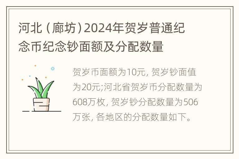 河北（廊坊）2024年贺岁普通纪念币纪念钞面额及分配数量