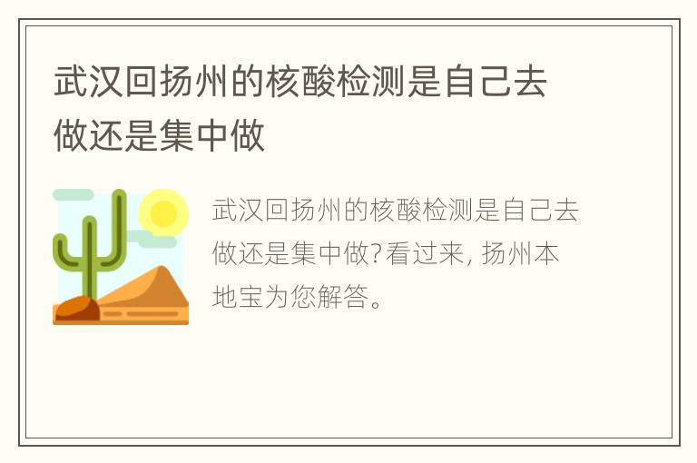 武汉回扬州的核酸检测是自己去做还是集中做