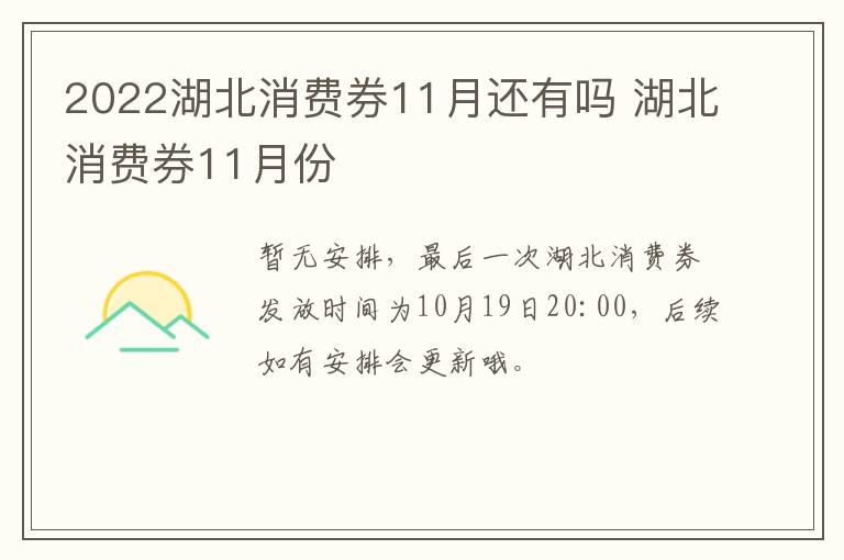 2022湖北消费券11月还有吗 湖北消费券11月份