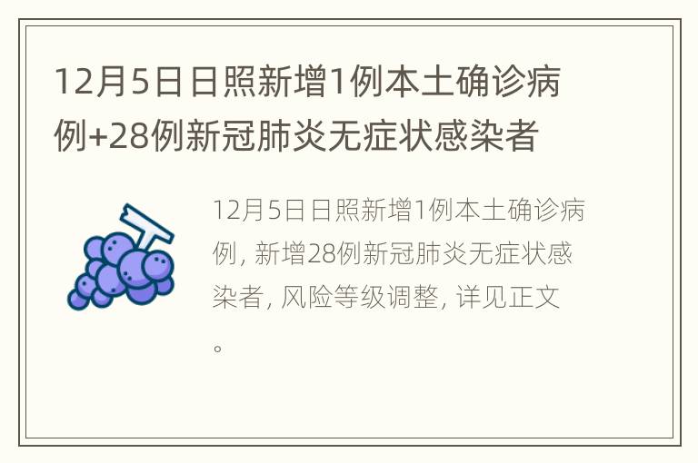 12月5日日照新增1例本土确诊病例+28例新冠肺炎无症状感染者