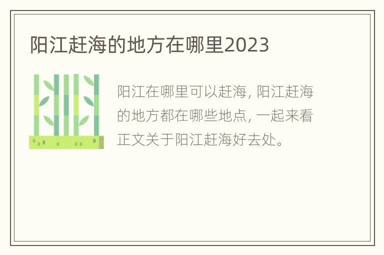 阳江赶海的地方在哪里2023