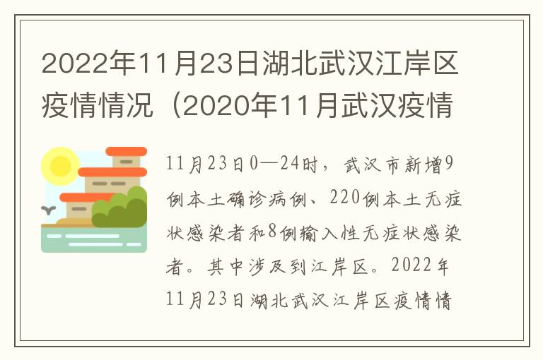 2022年11月23日湖北武汉江岸区疫情情况（2020年11月武汉疫情情况）