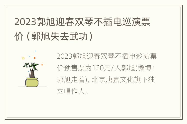 2023郭旭迎春双琴不插电巡演票价（郭旭失去武功）