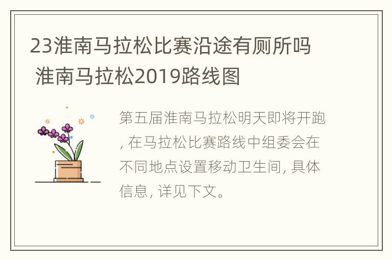 23淮南马拉松比赛沿途有厕所吗 淮南马拉松2019路线图