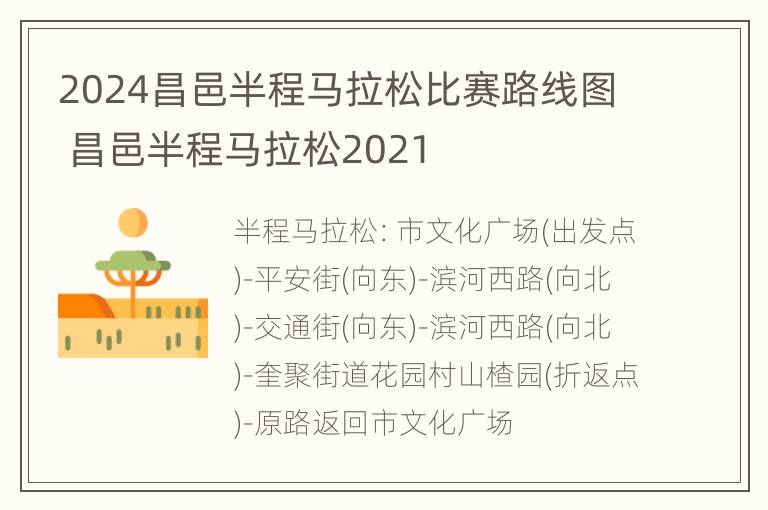 2024昌邑半程马拉松比赛路线图 昌邑半程马拉松2021