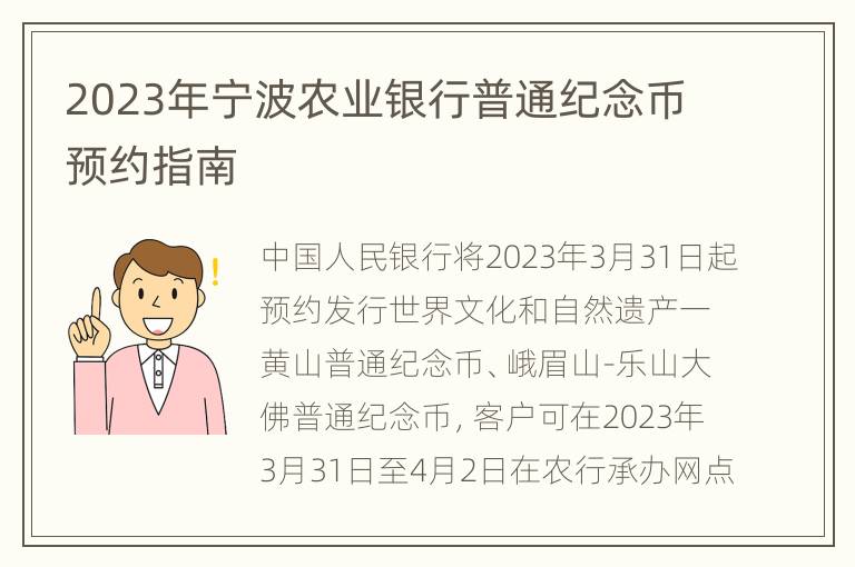 2023年宁波农业银行普通纪念币预约指南