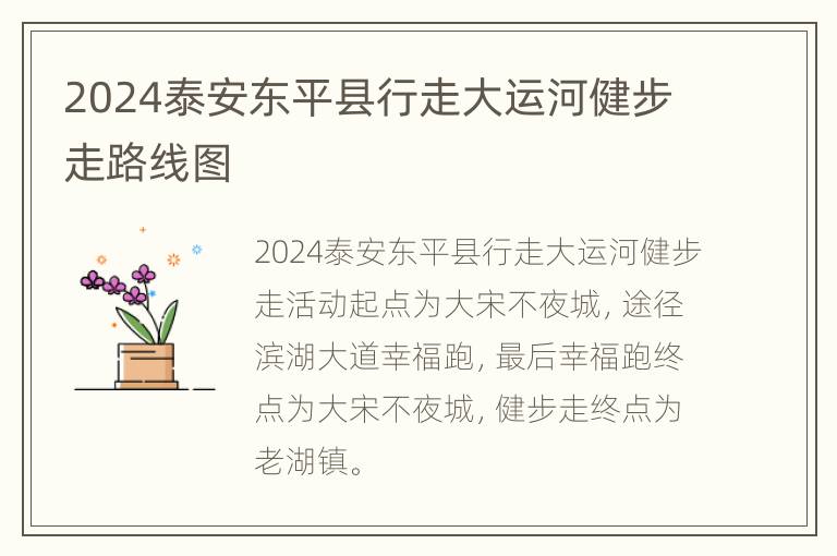 2024泰安东平县行走大运河健步走路线图