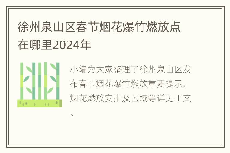 徐州泉山区春节烟花爆竹燃放点在哪里2024年