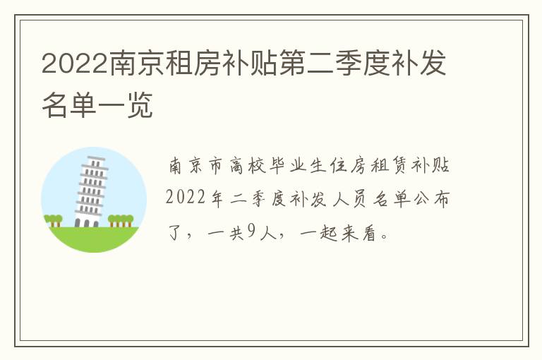 2022南京租房补贴第二季度补发名单一览