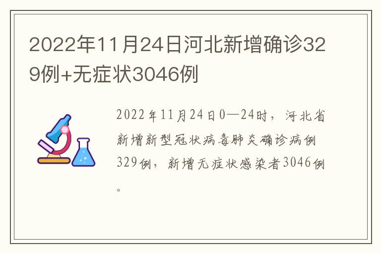 2022年11月24日河北新增确诊329例+无症状3046例