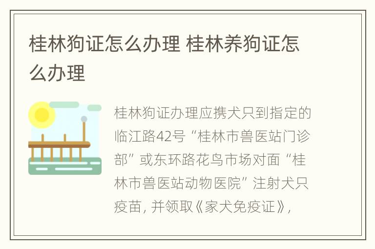 桂林狗证怎么办理 桂林养狗证怎么办理