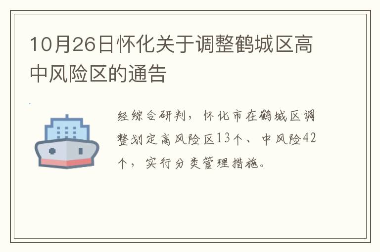 10月26日怀化关于调整鹤城区高中风险区的通告