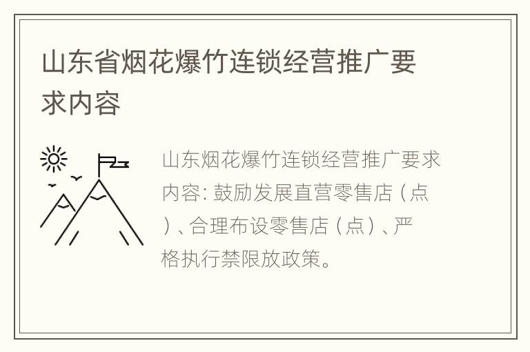 山东省烟花爆竹连锁经营推广要求内容