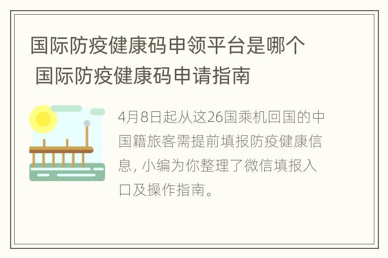 国际防疫健康码申领平台是哪个 国际防疫健康码申请指南