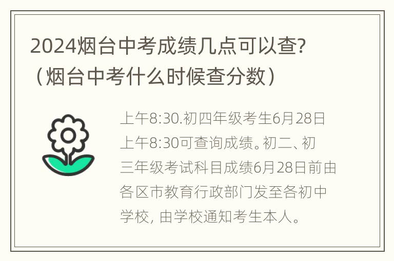 2024烟台中考成绩几点可以查？（烟台中考什么时候查分数）