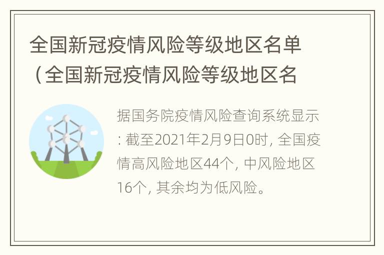 全国新冠疫情风险等级地区名单（全国新冠疫情风险等级地区名单公布）