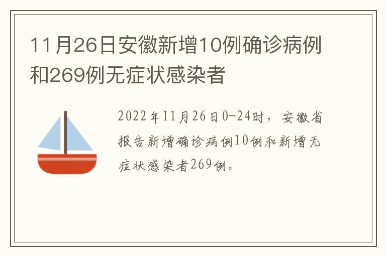 11月26日安徽新增10例确诊病例和269例无症状感染者