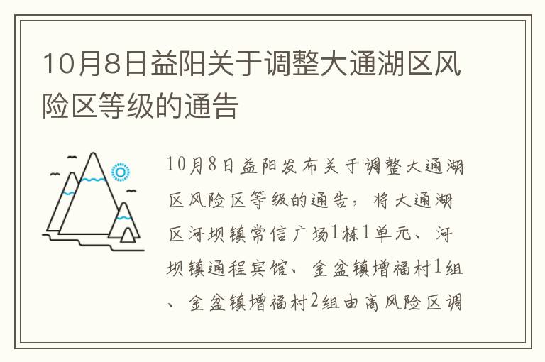 10月8日益阳关于调整大通湖区风险区等级的通告