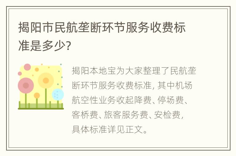 揭阳市民航垄断环节服务收费标准是多少？