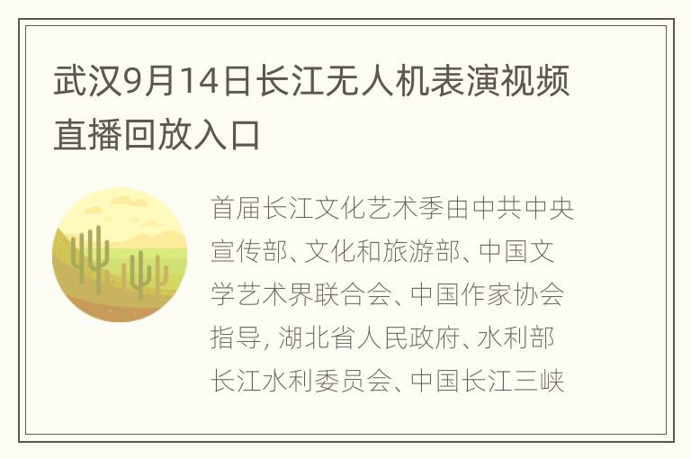 武汉9月14日长江无人机表演视频直播回放入口