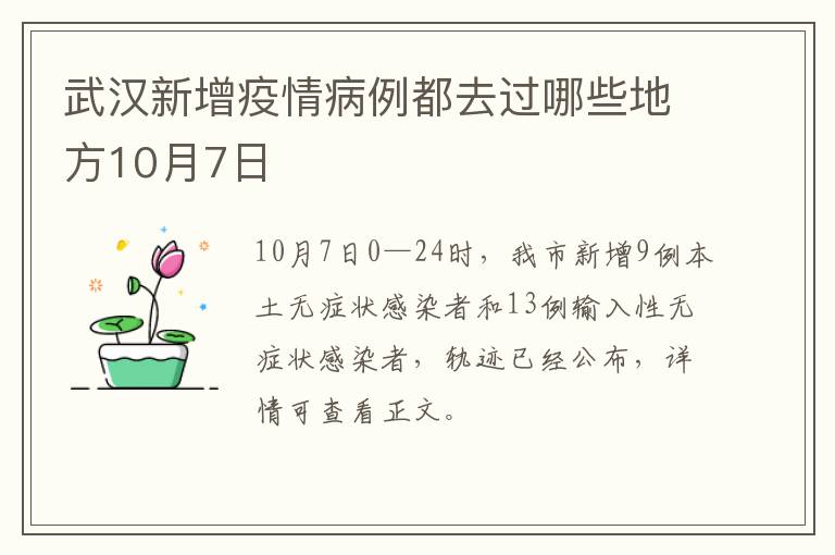 武汉新增疫情病例都去过哪些地方10月7日