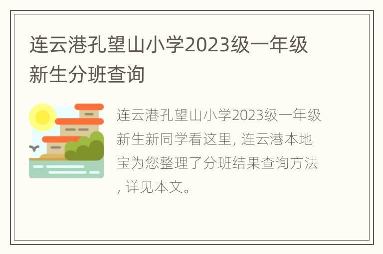 连云港孔望山小学2023级一年级新生分班查询