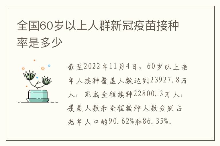 全国60岁以上人群新冠疫苗接种率是多少