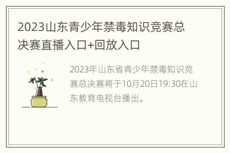 2023山东青少年禁毒知识竞赛总决赛直播入口+回放入口