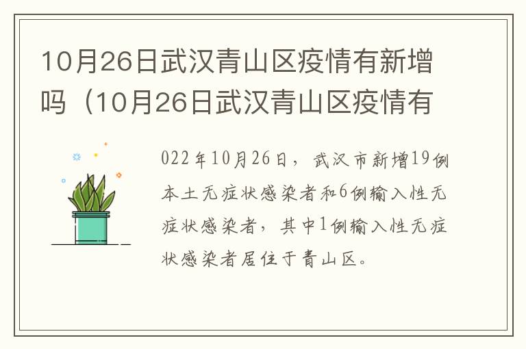 10月26日武汉青山区疫情有新增吗（10月26日武汉青山区疫情有新增吗）