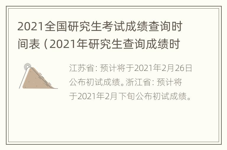 2021全国研究生考试成绩查询时间表（2021年研究生查询成绩时间）